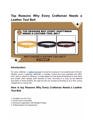 Top Reasons Why Every Craftsman Needs a Leather Tool Belt