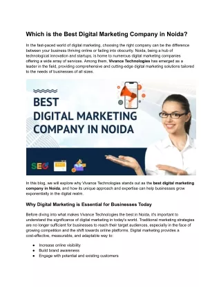 Which is the Best Digital Marketing Company in Noida