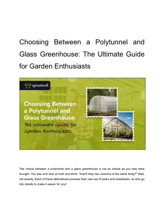 Choosing Between a Polytunnel and Glass Greenhouse_ The Ultimate Guide for Garden Enthusiasts