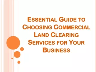 Essential Guide to Choosing Commercial Land Clearing Services for Your Business