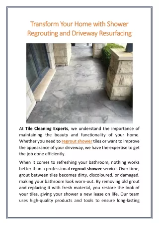Transform Your Home with Shower Regrouting and Driveway Resurfacing