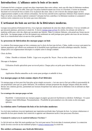 “L’artisanat du bois au service de la littérature moderne.”