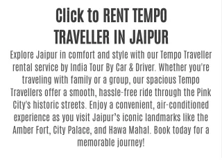 Rent Tempo Traveller in Jaipur
