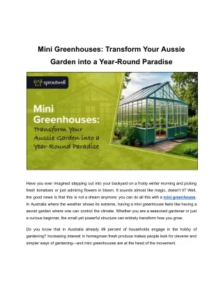 mini greenhouses transform your aussie