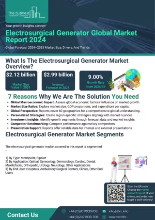 Electrosurgical Generator Market Report 2024 - Electrosurgical Generator Industry Size and Analysis