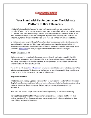 Your Brand with ListAccount.com The Ultimate Platform to Hire Influencers