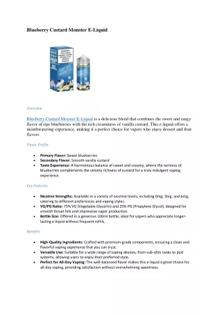 Blueberry Custard Monster E-Liquid