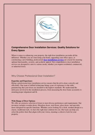 comprehensive door installation services quality