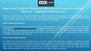 Experienced California Motorcycle Attorney and Covina Auto Accident Attorneys – Eggleston & Ramirez Law