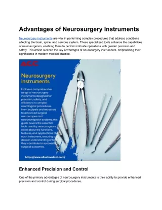 Advantages of Neurosurgery Instruments