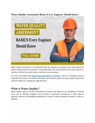 Water Quality Assessment Basics Every Engineer Should Know