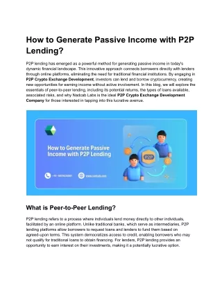 How to Generate Passive Income with P2P Lending_