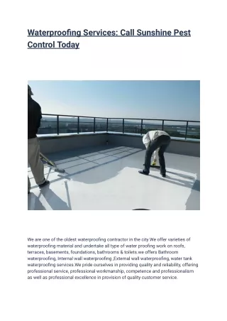 waterproofing services call sunshine pest control