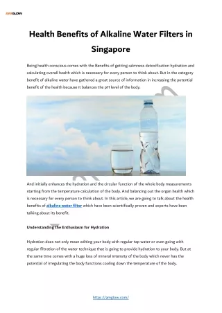 Health Benefits of Alkaline Water Filters in Singapore