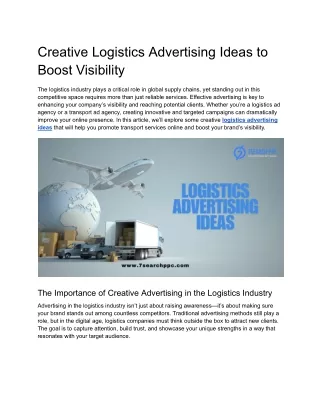 Creative Logistics Advertising Ideas to Boost Visibility