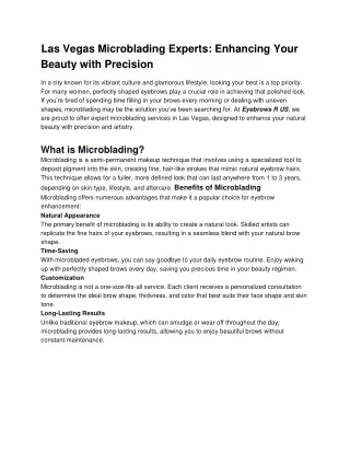 Las Vegas Microblading Experts_ Enhancing Your Beauty with Precision