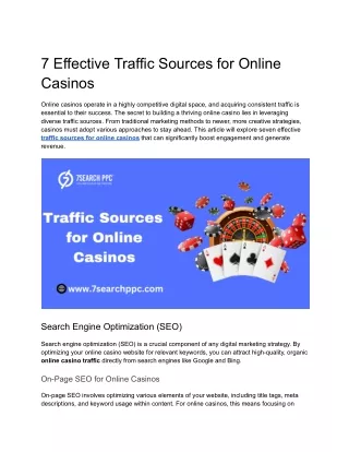 7 Effective Traffic Sources for Online Casinos