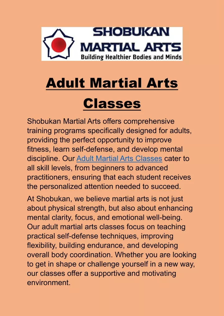 adult martial arts classes