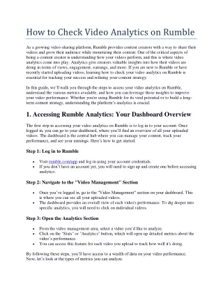 How to Check Video Analytics on Rumble