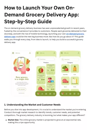 How to Launch Your Own On-Demand Grocery Delivery App: Step-by-Step Guide