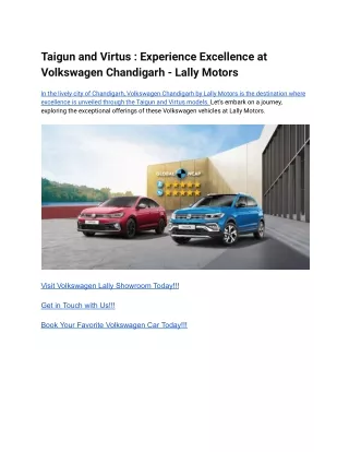 Taigun and Virtus _ Experience Excellence at Volkswagen Chandigarh - Lally Motors