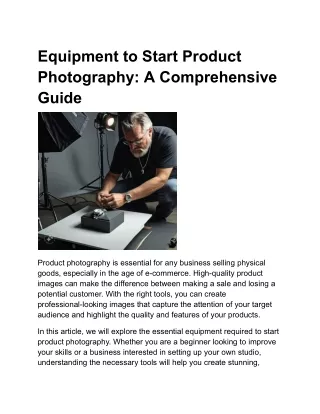 equipment to start product photography