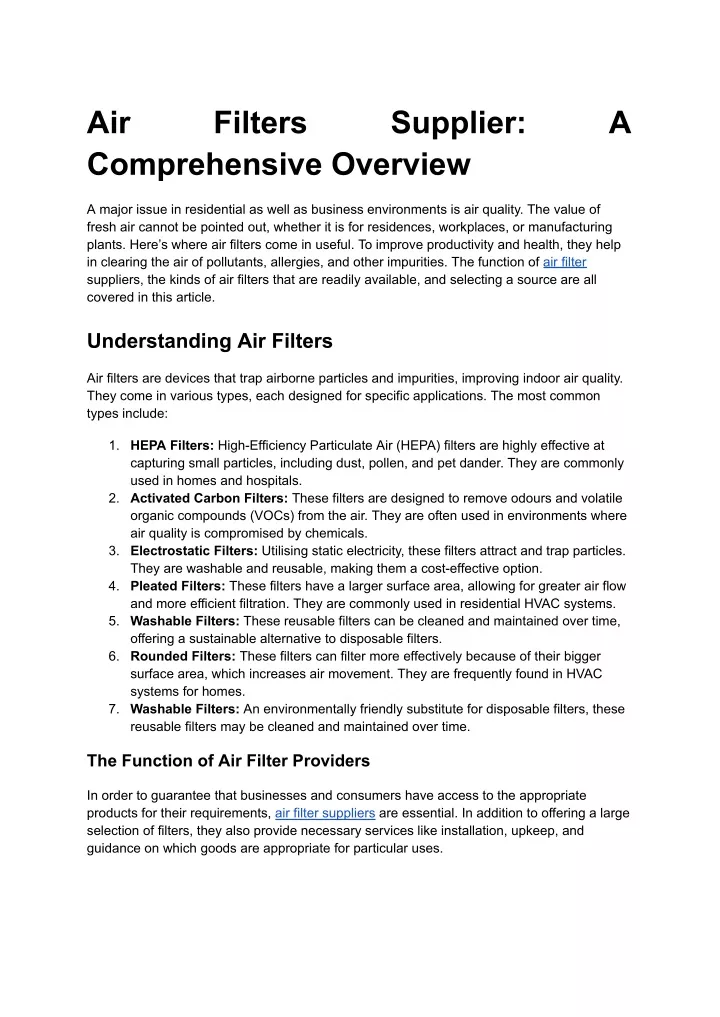 air comprehensive overview