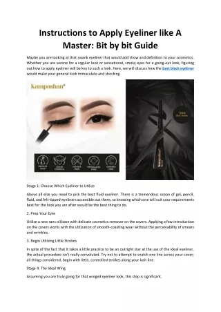 Instructions to Apply Eyeliner like A Master: Bit by bit Guide