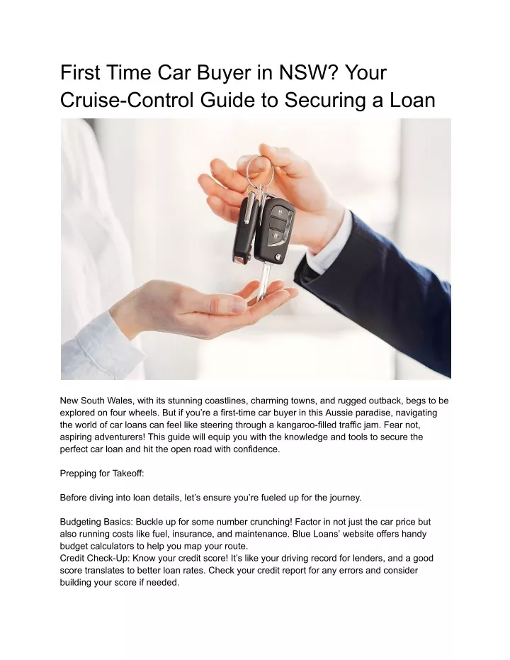 first time car buyer in nsw your cruise control