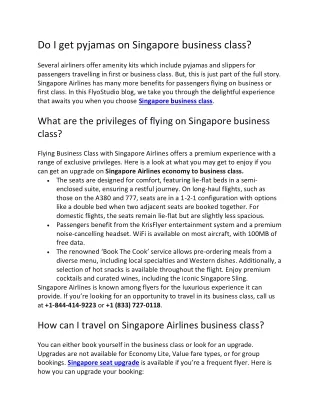 1-844-414-9223 How can I travel on Singapore Airlines business class?