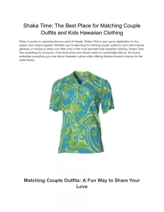 Find Fun and Stylish Kids Hawaiian Clothing Today