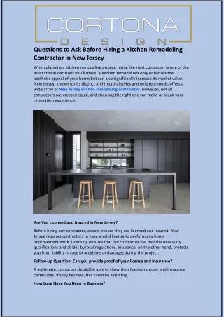Questions to Ask Before Hiring a Kitchen Remodeling Contractor in New Jersey