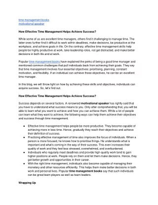 How Effective Time Management Helps Achieve Success?
