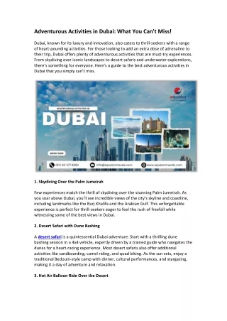 adventurous activities in dubai what