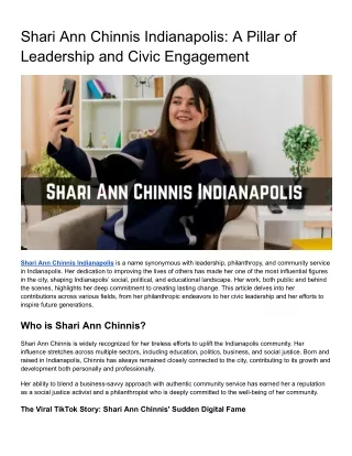 Shari Ann Chinnis Indianapolis_ A Pillar of Leadership and Civic Engagement