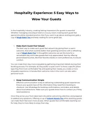 Hospitality Experience - 5 Easy Ways to Wow Your Guests