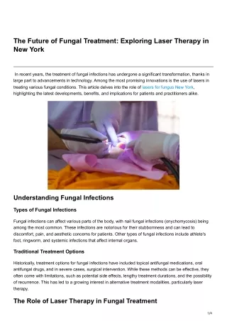 The Future of Fungal Treatment Exploring Laser Therapy in New York