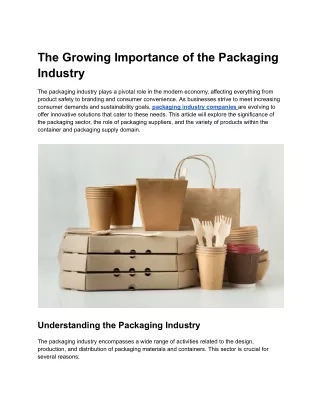 The Growing Importance of the Packaging Industry