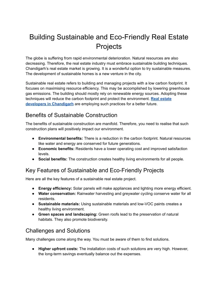 building sustainable and eco friendly real estate