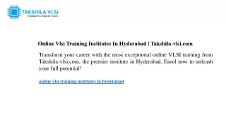 online vlsi training institutes in hyderabad