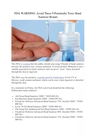 fda warning avoid these 9 potentially toxic hand