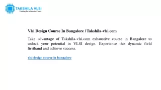 vlsi design course in bangalore takshila vlsi com