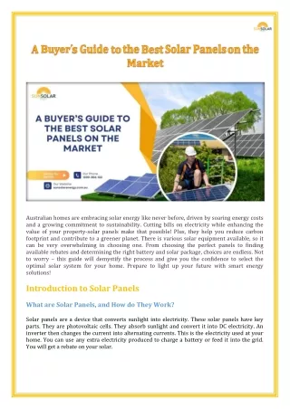 A Buyer’s Guide to the Best Solar Panels on the Market
