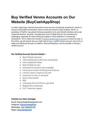 Buy Verified Venmo Accounts on Our Website (BuyCashAppShop)