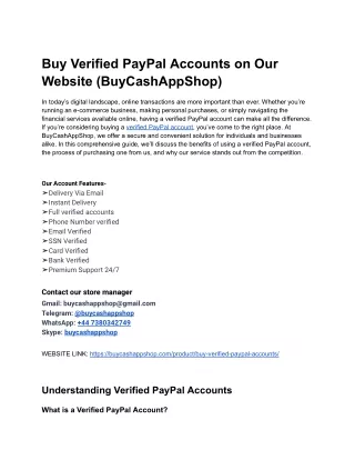 Buy Verified PayPal Accounts on Our Website (BuyCashAppShop)