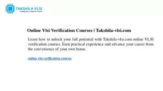 online vlsi verification courses takshila vlsi com