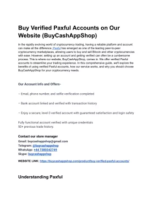 Buy Verified Paxful Accounts on Our Website (BuyCashAppShop)