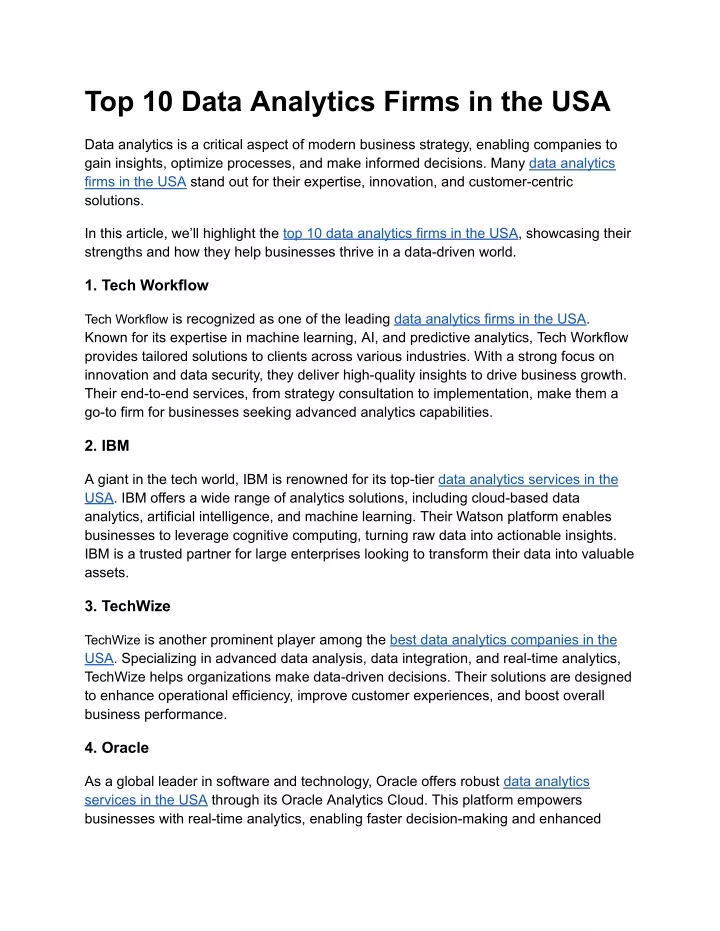 top 10 data analytics firms in the usa