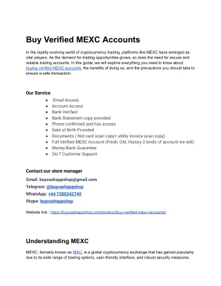 From Now You Can Buy Verified MEXC Accounts