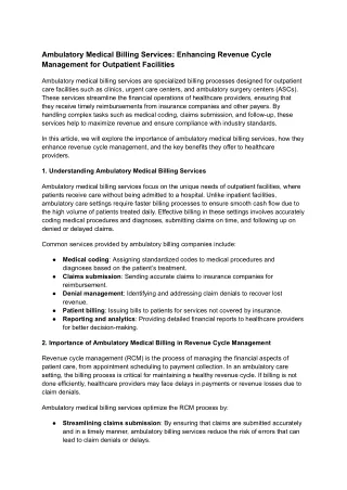 Ambulatory Medical Billing Services_ Enhancing Revenue Cycle Management for Outpatient Facilities